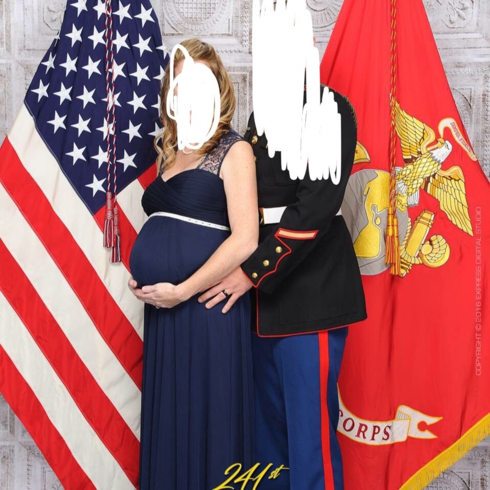Navy blue small maternity ball gown